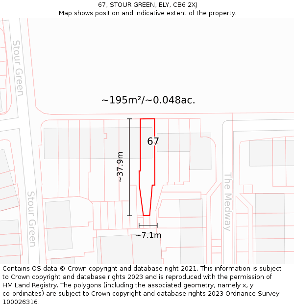 67, STOUR GREEN, ELY, CB6 2XJ: Plot and title map