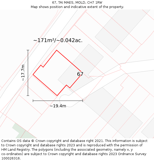 67, TAI MAES, MOLD, CH7 1RW: Plot and title map