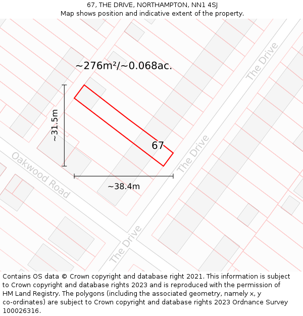 67, THE DRIVE, NORTHAMPTON, NN1 4SJ: Plot and title map