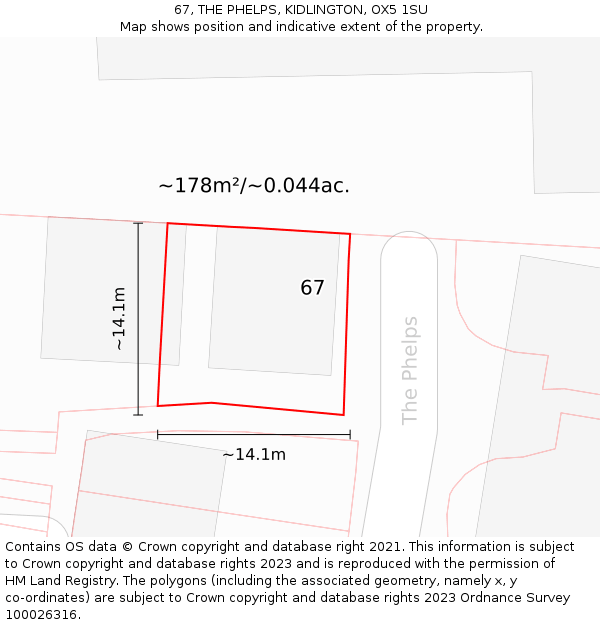 67, THE PHELPS, KIDLINGTON, OX5 1SU: Plot and title map