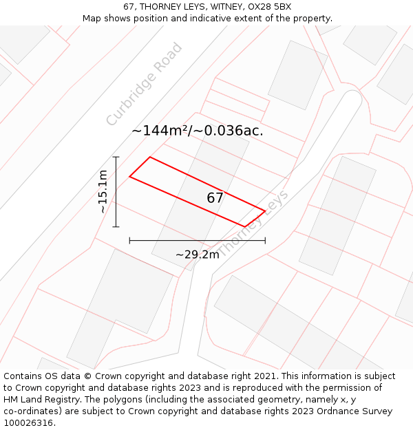 67, THORNEY LEYS, WITNEY, OX28 5BX: Plot and title map