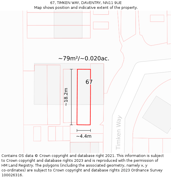 67, TIMKEN WAY, DAVENTRY, NN11 9UE: Plot and title map