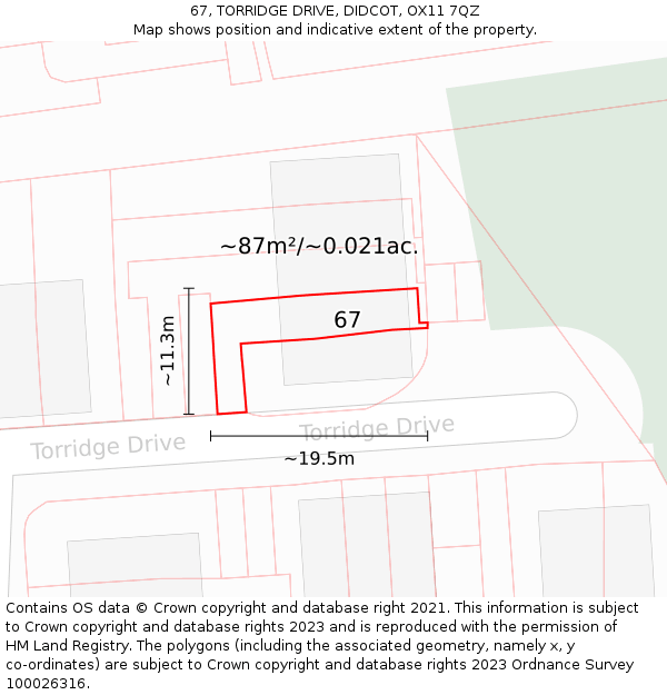 67, TORRIDGE DRIVE, DIDCOT, OX11 7QZ: Plot and title map