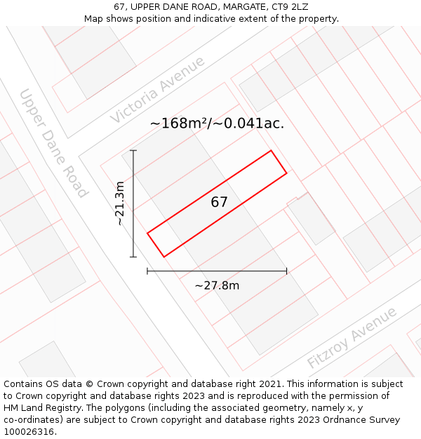 67, UPPER DANE ROAD, MARGATE, CT9 2LZ: Plot and title map