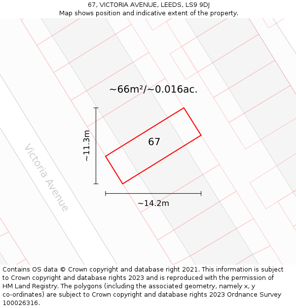 67, VICTORIA AVENUE, LEEDS, LS9 9DJ: Plot and title map