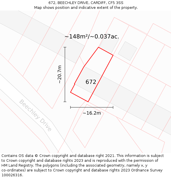 672, BEECHLEY DRIVE, CARDIFF, CF5 3SS: Plot and title map