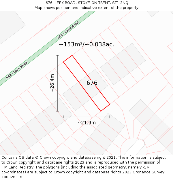676, LEEK ROAD, STOKE-ON-TRENT, ST1 3NQ: Plot and title map