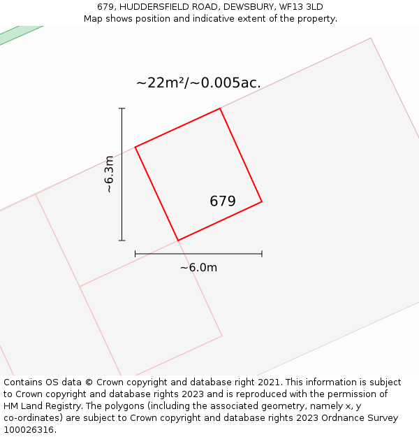 679, HUDDERSFIELD ROAD, DEWSBURY, WF13 3LD: Plot and title map