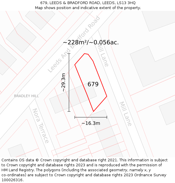 679, LEEDS & BRADFORD ROAD, LEEDS, LS13 3HQ: Plot and title map