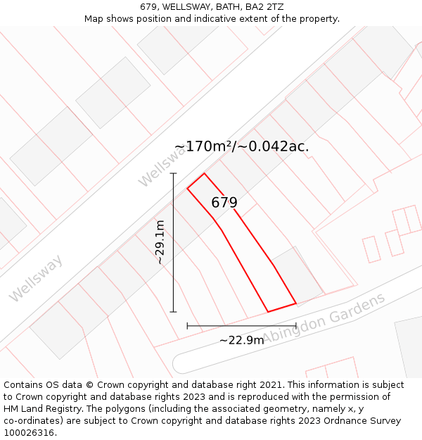 679, WELLSWAY, BATH, BA2 2TZ: Plot and title map