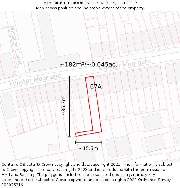 67A, MINSTER MOORGATE, BEVERLEY, HU17 8HP: Plot and title map