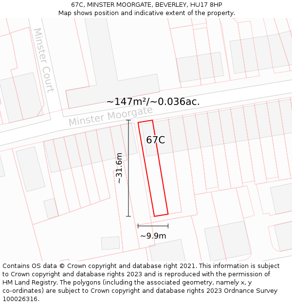 67C, MINSTER MOORGATE, BEVERLEY, HU17 8HP: Plot and title map