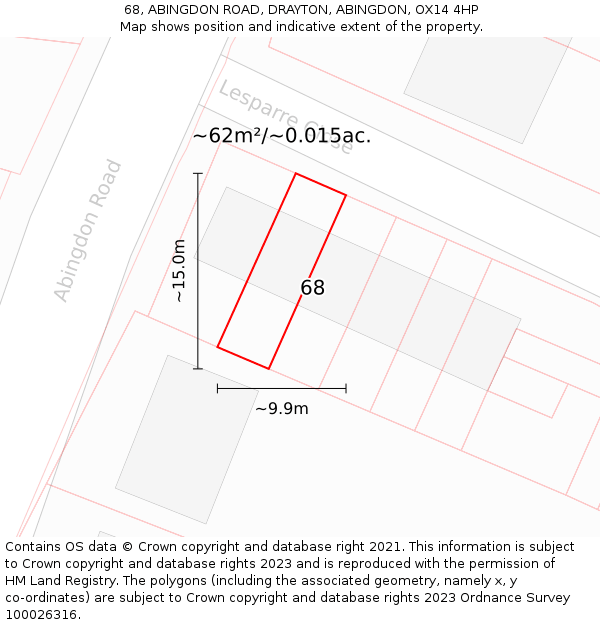 68, ABINGDON ROAD, DRAYTON, ABINGDON, OX14 4HP: Plot and title map