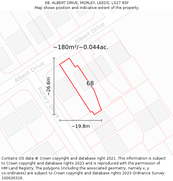 68, ALBERT DRIVE, MORLEY, LEEDS, LS27 8SF: Plot and title map