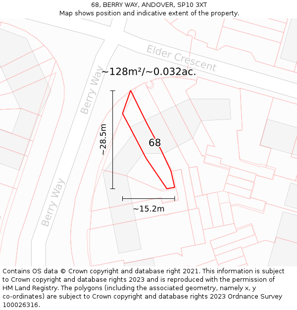 68, BERRY WAY, ANDOVER, SP10 3XT: Plot and title map