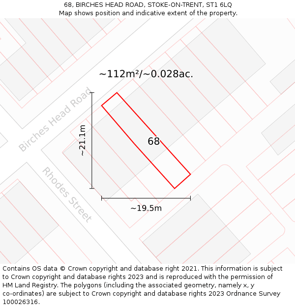 68, BIRCHES HEAD ROAD, STOKE-ON-TRENT, ST1 6LQ: Plot and title map