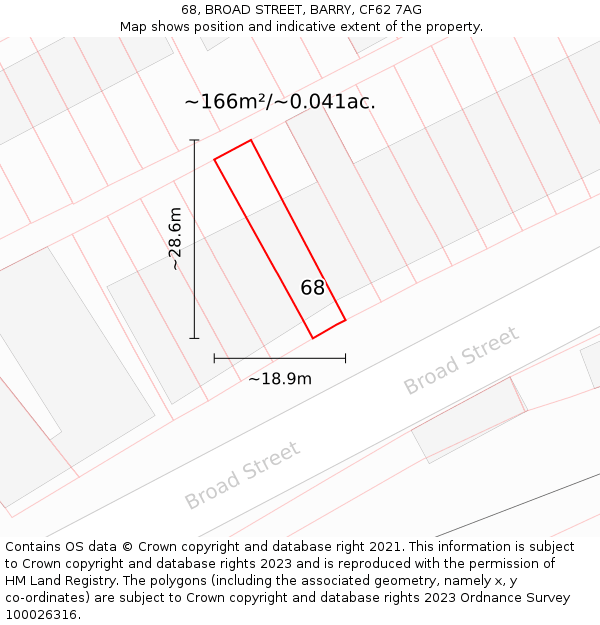 68, BROAD STREET, BARRY, CF62 7AG: Plot and title map