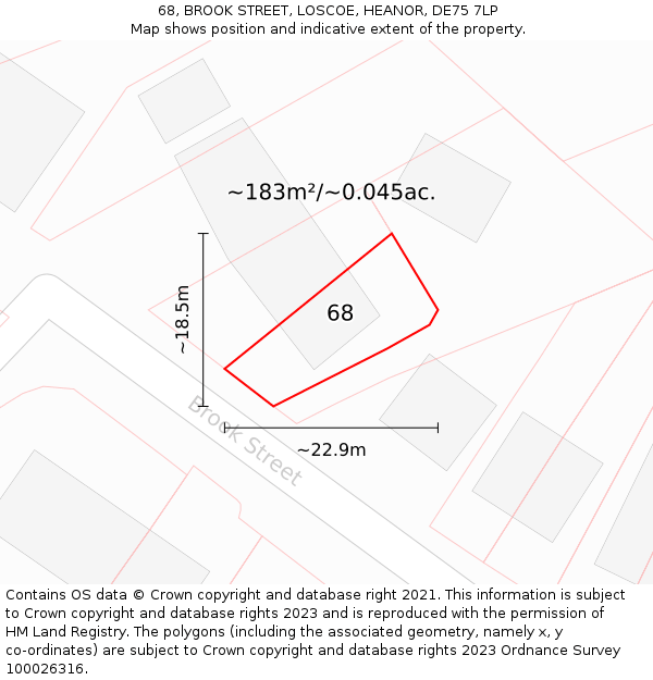 68, BROOK STREET, LOSCOE, HEANOR, DE75 7LP: Plot and title map