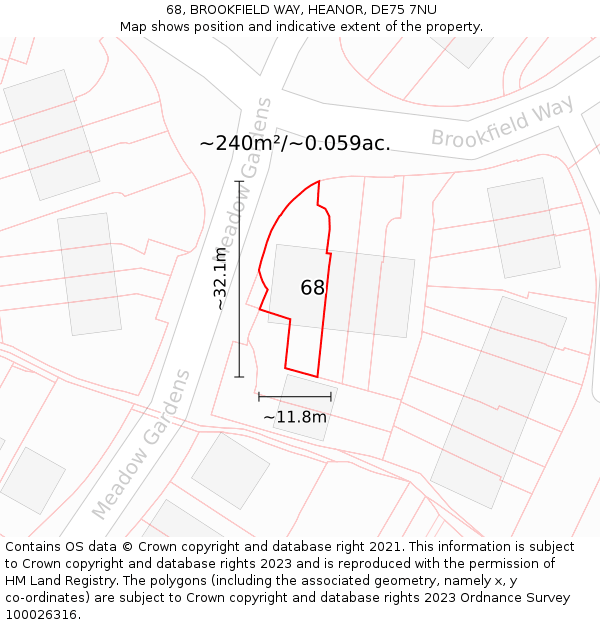 68, BROOKFIELD WAY, HEANOR, DE75 7NU: Plot and title map
