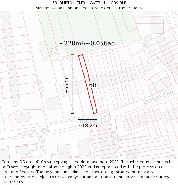 68, BURTON END, HAVERHILL, CB9 9LR: Plot and title map
