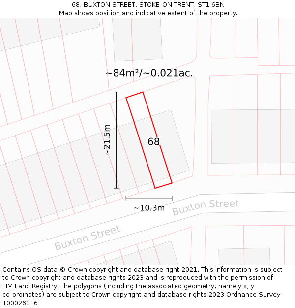 68, BUXTON STREET, STOKE-ON-TRENT, ST1 6BN: Plot and title map