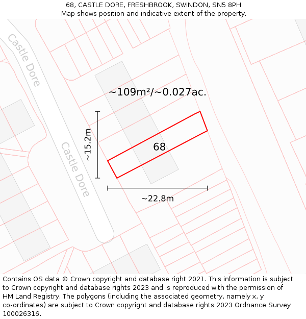 68, CASTLE DORE, FRESHBROOK, SWINDON, SN5 8PH: Plot and title map