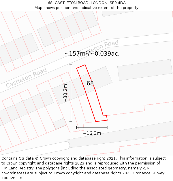 68, CASTLETON ROAD, LONDON, SE9 4DA: Plot and title map