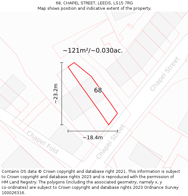 68, CHAPEL STREET, LEEDS, LS15 7RG: Plot and title map