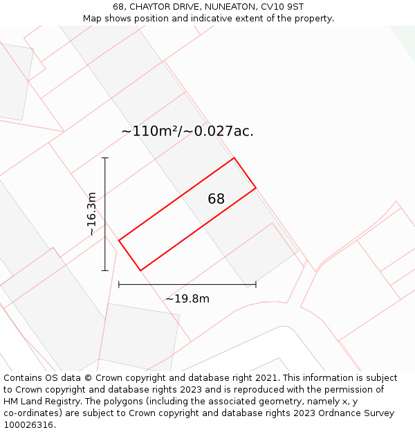 68, CHAYTOR DRIVE, NUNEATON, CV10 9ST: Plot and title map