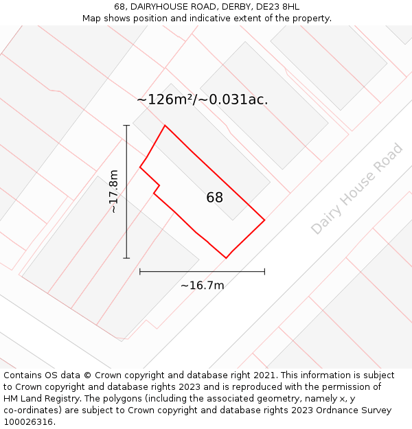 68, DAIRYHOUSE ROAD, DERBY, DE23 8HL: Plot and title map
