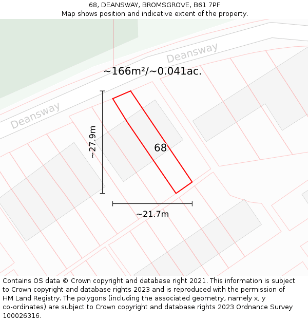 68, DEANSWAY, BROMSGROVE, B61 7PF: Plot and title map