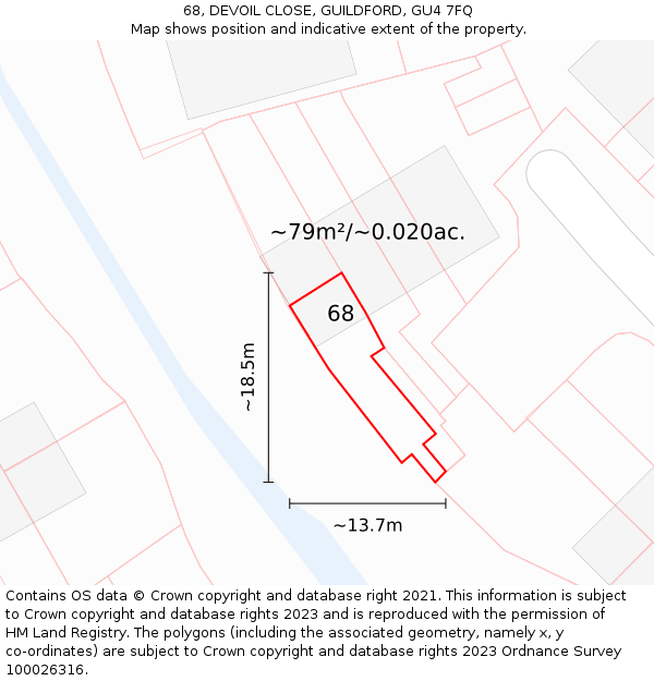 68, DEVOIL CLOSE, GUILDFORD, GU4 7FQ: Plot and title map