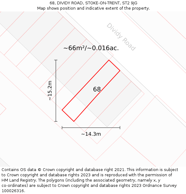 68, DIVIDY ROAD, STOKE-ON-TRENT, ST2 9JG: Plot and title map