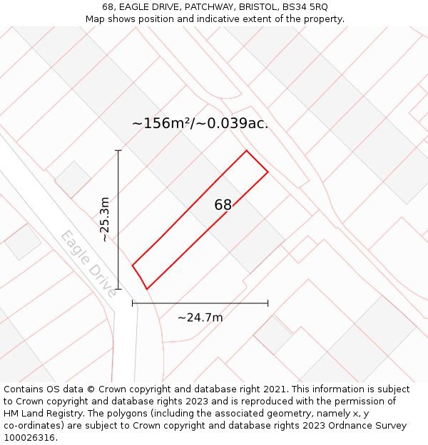 68, EAGLE DRIVE, PATCHWAY, BRISTOL, BS34 5RQ: Plot and title map
