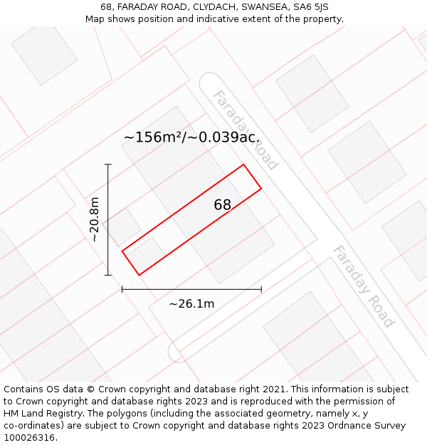 68, FARADAY ROAD, CLYDACH, SWANSEA, SA6 5JS: Plot and title map