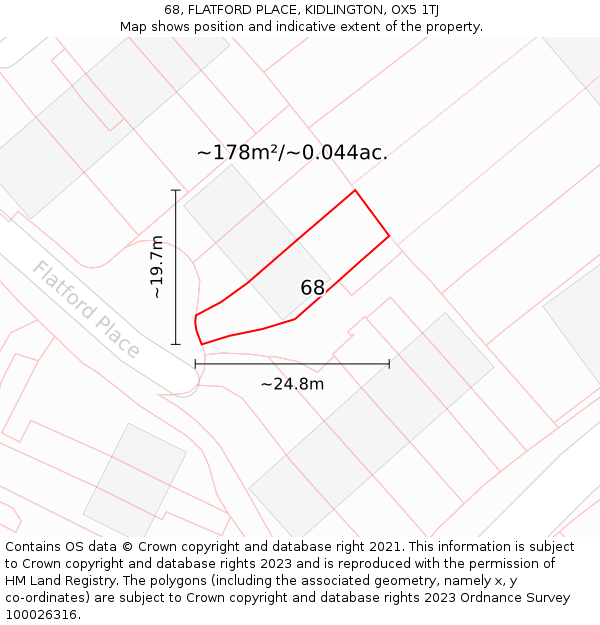 68, FLATFORD PLACE, KIDLINGTON, OX5 1TJ: Plot and title map