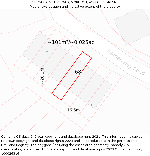 68, GARDEN HEY ROAD, MORETON, WIRRAL, CH46 5NE: Plot and title map