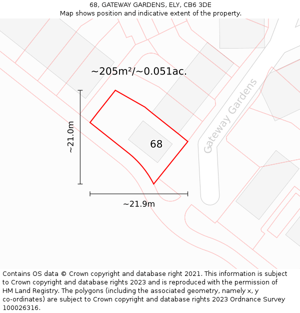 68, GATEWAY GARDENS, ELY, CB6 3DE: Plot and title map