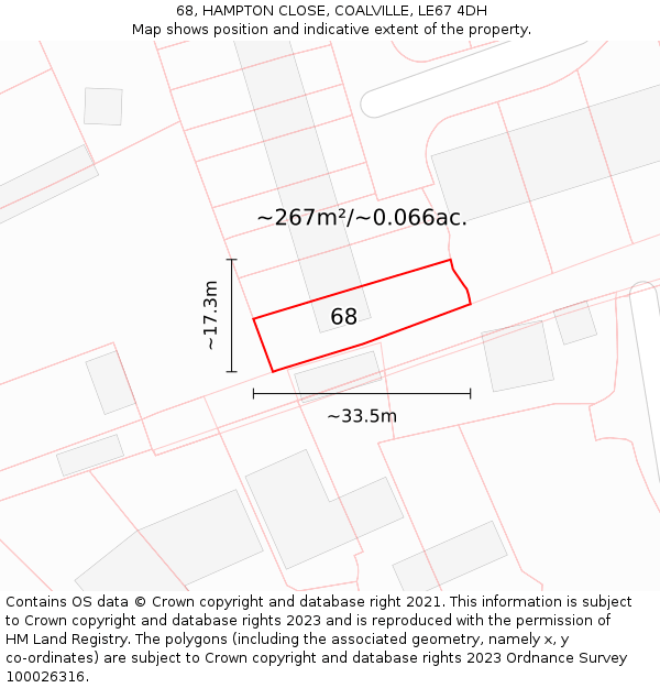 68, HAMPTON CLOSE, COALVILLE, LE67 4DH: Plot and title map