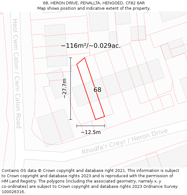 68, HERON DRIVE, PENALLTA, HENGOED, CF82 6AR: Plot and title map