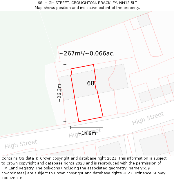 68, HIGH STREET, CROUGHTON, BRACKLEY, NN13 5LT: Plot and title map