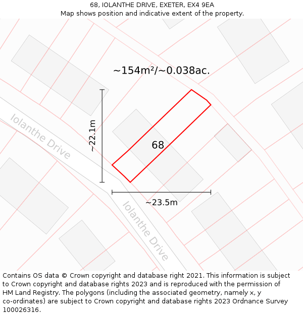 68, IOLANTHE DRIVE, EXETER, EX4 9EA: Plot and title map