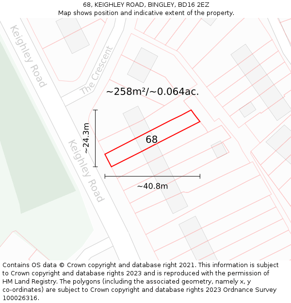 68, KEIGHLEY ROAD, BINGLEY, BD16 2EZ: Plot and title map