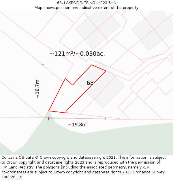 68, LAKESIDE, TRING, HP23 5HN: Plot and title map