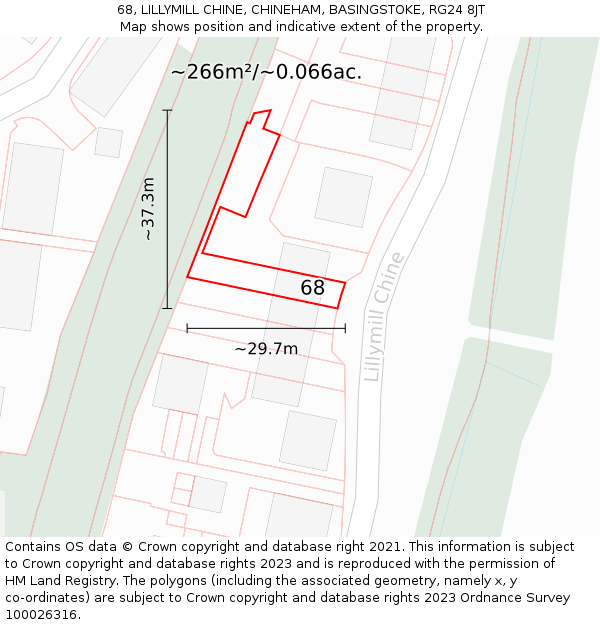 68, LILLYMILL CHINE, CHINEHAM, BASINGSTOKE, RG24 8JT: Plot and title map
