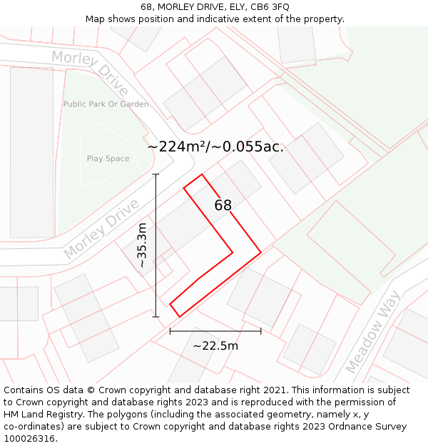68, MORLEY DRIVE, ELY, CB6 3FQ: Plot and title map