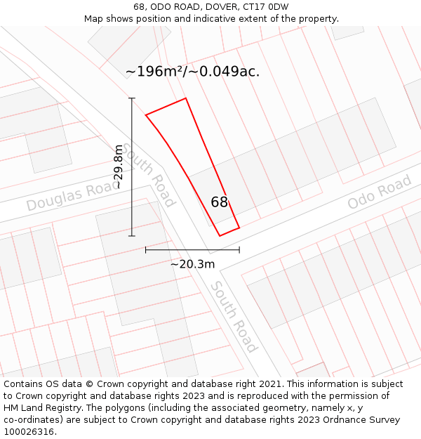 68, ODO ROAD, DOVER, CT17 0DW: Plot and title map