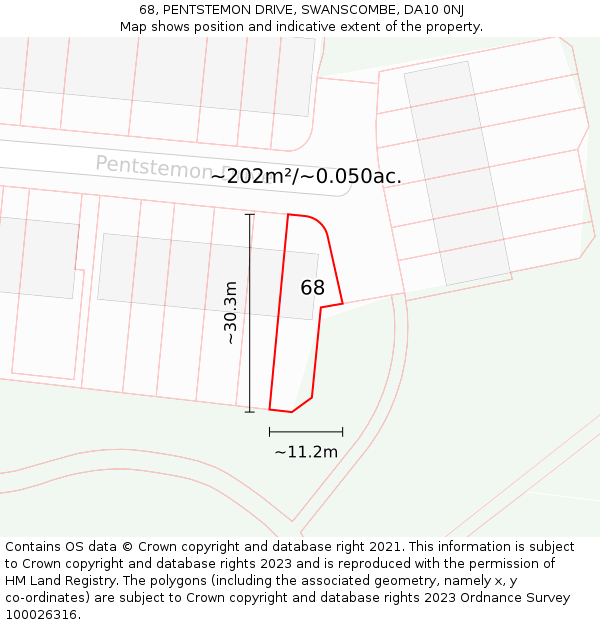 68, PENTSTEMON DRIVE, SWANSCOMBE, DA10 0NJ: Plot and title map