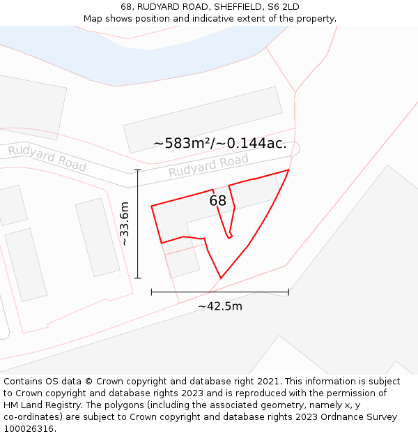 68, RUDYARD ROAD, SHEFFIELD, S6 2LD: Plot and title map