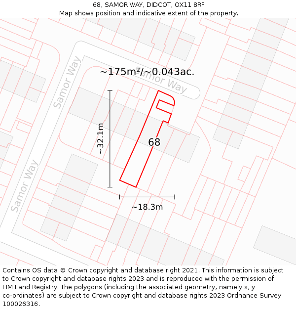 68, SAMOR WAY, DIDCOT, OX11 8RF: Plot and title map